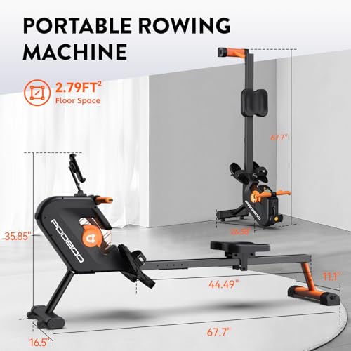 pooboo Magnetic Rower with LCD Monitor and Tablet Holder