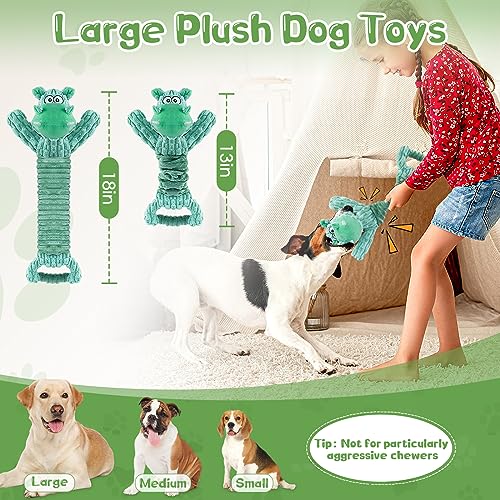 Fuufome Plush Squeaky Dog Toys - Soft, Durable Fabric for Small, Medium and Large Dogs - Indoor Tug of War Toys
