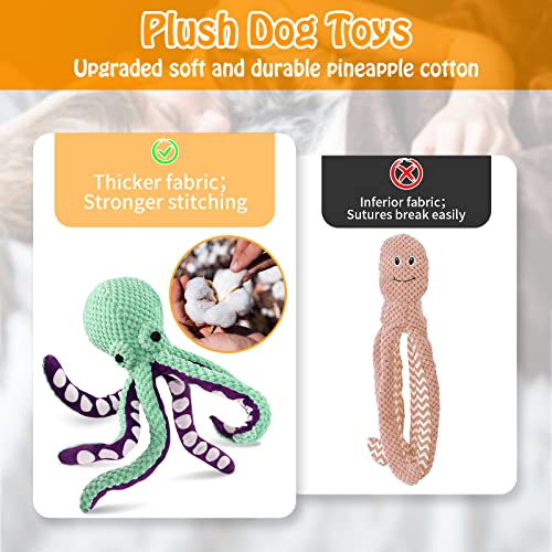 Fuufome Durable Octopus Plush Squeaky Dog Toy