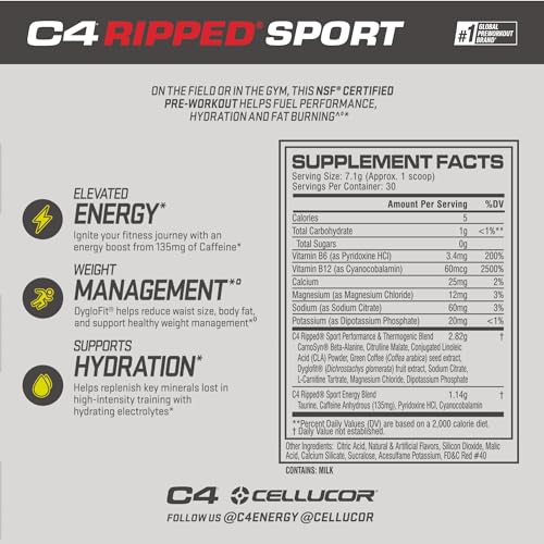 C4 Ripped Sport Fruit Punch Pre-Workout Supplement