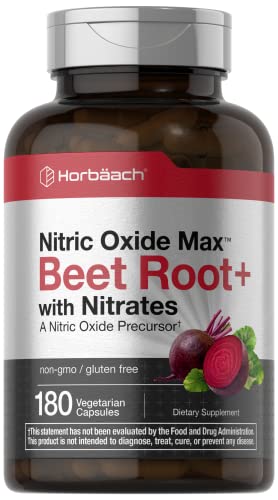 Beet Root Capsules | Nitric Oxide Support | 180ct | Vegan, Non-GMO | Horbaach
