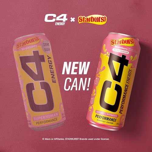 Cellucor C4 STARBURST Strawberry Energy Drink, Pack of 12