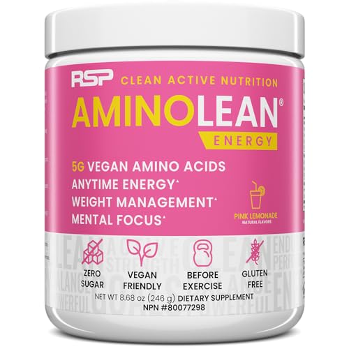 AminoLean Pre Workout Powder, Vegan BCAA, Natural Caffeine