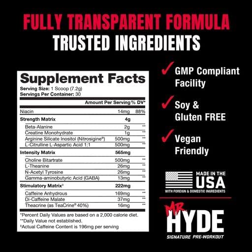 PROSUPPS Mr. Hyde Signature Pre-Workout Blue Razz- 30 Servings
