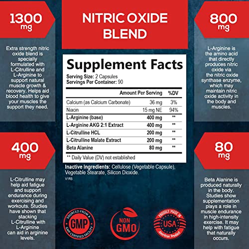 Premium Muscle Supporting Nitric Booster - 180 Capsules