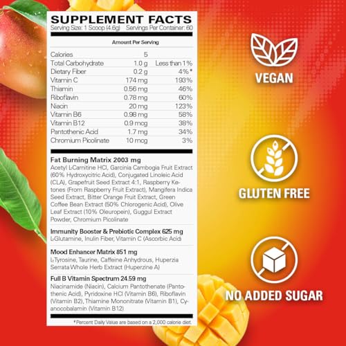 EHP Labs OxyShred Thermogenic Pre Workout Supplement - Mango