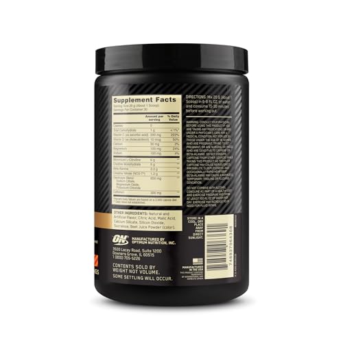 Gold Standard Pre Workout: Creatine, Beta-Alanine, Caffeine, Energy
