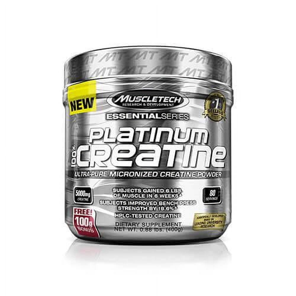 Creatine Monohydrate Powder MuscleTech Platinum Pure Micronized Muscle Recovery + Builder for Men & Women Workout Supplements Unflavored (80 Servings)