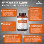Zazzee High Strength L-Citrulline Malate Capsules, 180 ct
