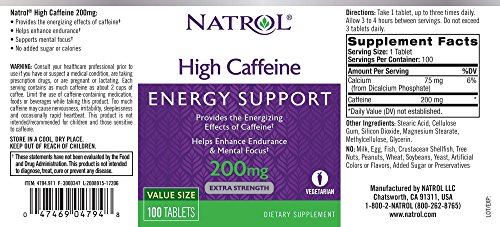 Natrol High Caffeine Tablets: Boost Energy & Endurance