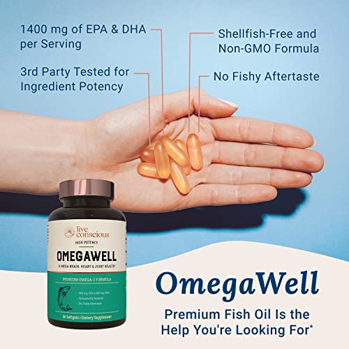 OmegaWell Fish Oil Capsules: Heart, Brain, Joint Support