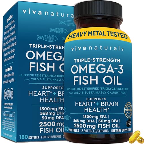 Viva Naturals Triple Strength Omega 3 Fish Oil Softgels