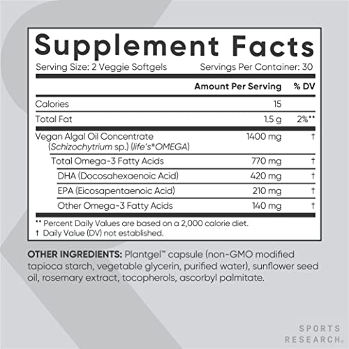 Vegan Plant-Based Omega-3 Algae Oil Softgels