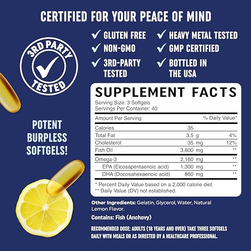 Premium Triple Strength Omega 3 Fish Oil Softgels