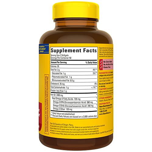 Nature Made Fish Oil Softgels 1200mg, Omega 3 Heart Support