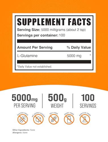 L-Glutamine Powder - 5000mg, Unflavored, Gluten-Free