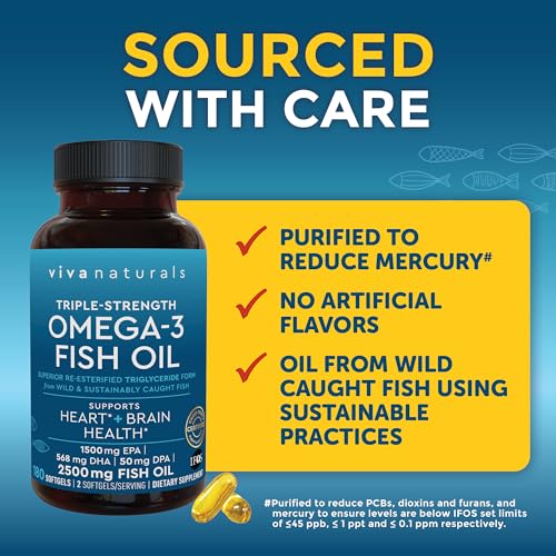 Viva Naturals Triple Strength Omega 3 Fish Oil Softgels