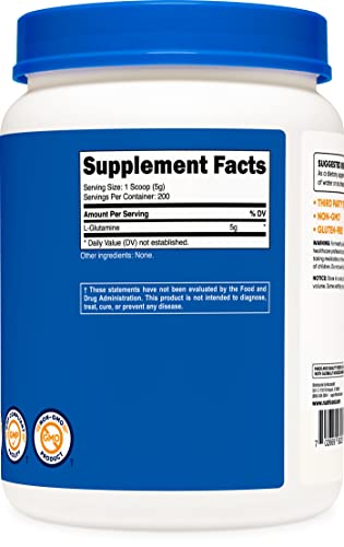 Nutricost L-Glutamine Powder 1 KG - Unflavored vegan supplement
