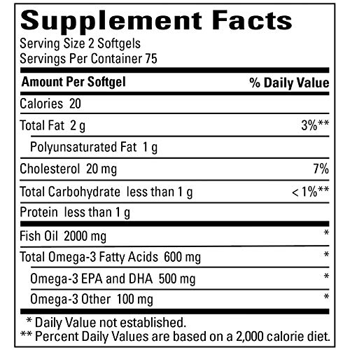 Heart Health Omega 3 Fish Oil Softgels - 150 Count