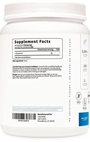 1KG L-Glutamine Powder: 5000mg | 6-Month Supply