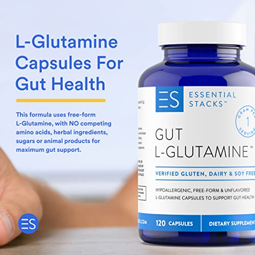 USA-made L-Glutamine Capsules for Gut Health - 120 Capsules