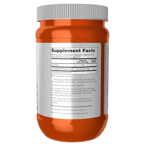 NOW L-Glutamine Pure Powder, Nitrogen Transporter, 1lb