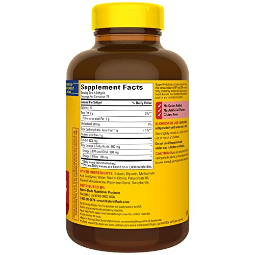 Heart Health Omega 3 Fish Oil Softgels - 150 Count