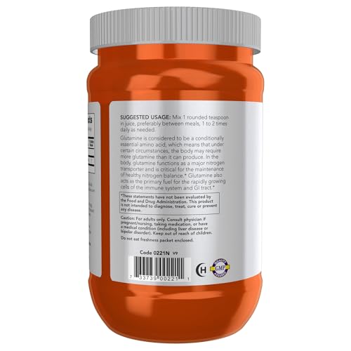 NOW L-Glutamine Pure Powder, Nitrogen Transporter, 1lb