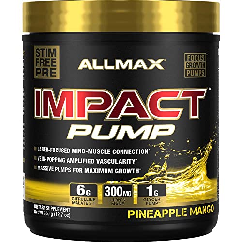 ALLMAX Impact Pump, Pineapple Mango - Stim-Free Pre-Workout