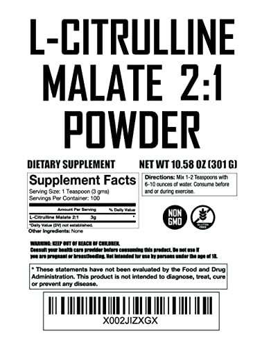 Bulk L-Citrulline Malate Powder - 300g Pre-workout Supplement