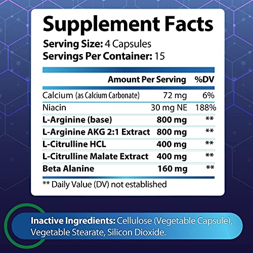 L-Arginine Nitric Oxide Supplement - Muscle & Energy Booster