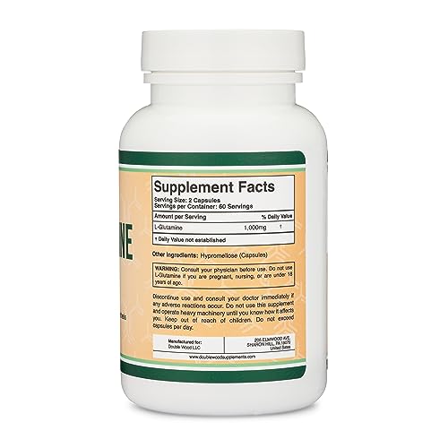 USA Made L Glutamine Capsules (500mg, 120 ct) Vegan, Keto, Third Party Tested