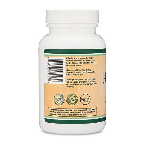 USA Made L Glutamine Capsules (500mg, 120 ct) Vegan, Keto, Third Party Tested