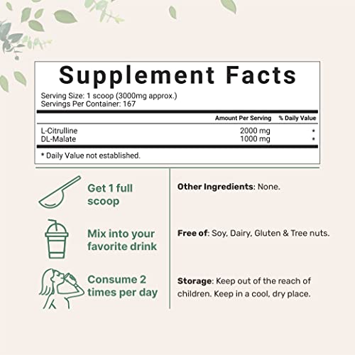 Vegan Citrulline Malate Powder, 500g, Supports Muscle Performance