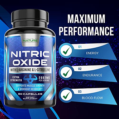 L-Arginine Nitric Oxide Supplement - Muscle & Energy Booster