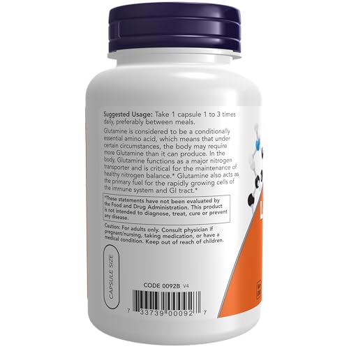 NOW L-Glutamine 500mg Amino Acid 120 Capsules