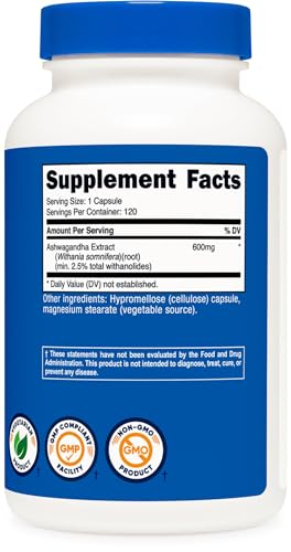 Nutricost Ashwagandha Herbal Supplement 600mg, 120 Capsules
