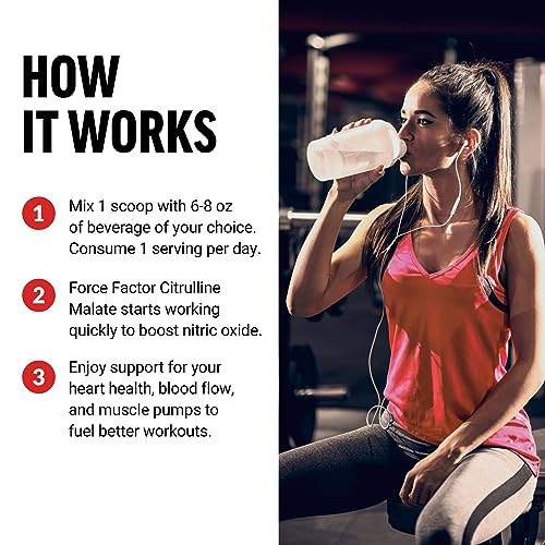 FORCE FACTOR Citrulline Malate Powder for Men, 66 Servings