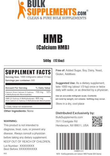 HMB Powder - Calcium HMB, Beta-Hydroxy Methylbutyrate Supplements