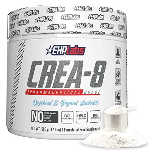 EHPlabs CREA-8 Creatine Monohydrate Powder - Creatine Powder for Building Lean Muscle Mass, Improves Strength & Power, Supports Brain Health - 100 Servings (500g)