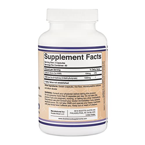 USA Made HMB Supplement, 1000mg per Serving, 120 Capsules