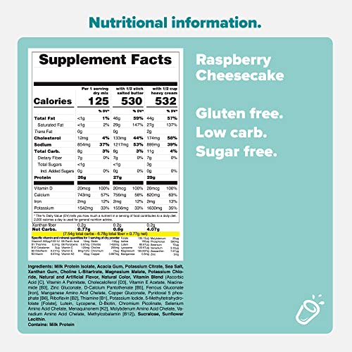 Keto Chow Raspberry Cheesecake | Keto Meal Replacement Shake Powder | Nutritionally Complete | Low Carb | Delicious Easy Meal Substitute | Protein Rich You Choose The Fat | Single Meal Sample