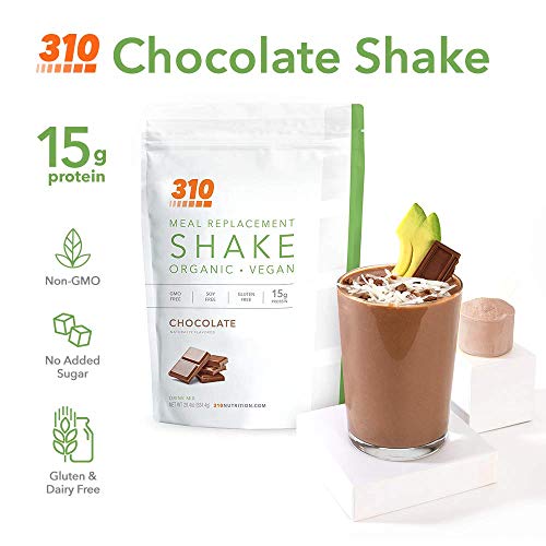 310 Nutrition - Vegan Organic Plant Powder and Meal Replacement Shake - Gluten, Dairy, and Soy Free - Keto and Paleo Friendly - 0 Grams of Sugar - Chocolate - 28 Servings