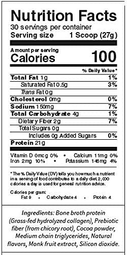 Dr. Kellyann Keto Bone Broth Protein Powder Chocolate - Protein 21g, 2g Net Carbs - Grass Fed Hydrolyzed Collagen - Sugar, Gluten and Dairy Free, Paleo, Keto Protein Shakes (30 Servings)