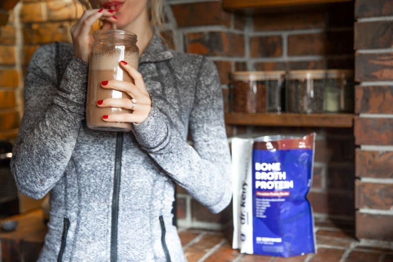 Dr. Kellyann Keto Bone Broth Protein Powder Chocolate - Protein 21g, 2g Net Carbs - Grass Fed Hydrolyzed Collagen - Sugar, Gluten and Dairy Free, Paleo, Keto Protein Shakes (30 Servings)