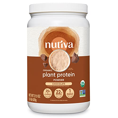 Nutiva Organic Plant Protein Smoothie, Chocolate, 1.4 Pound, USDA Organic, Non-GMO, Non-BPA, Vegan, Gluten-Free, Keto & Paleo, 22g Protein Shake & Meal Replacement