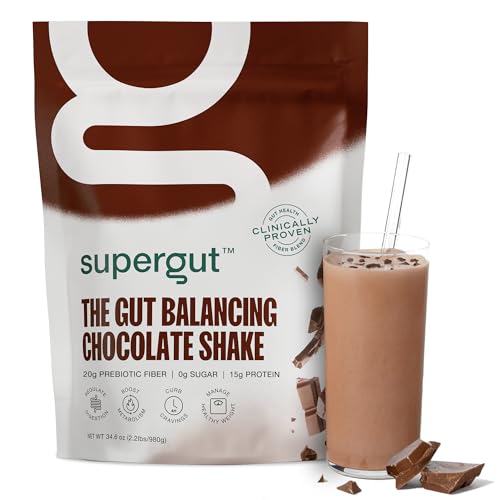 Supergut Prebiotic Shakes | Meal Replacement | Boost GLP-1 | High Protein and Fiber | No Sugar | Keto Food, Meal, Snack (Chocolate, 14 Servings)