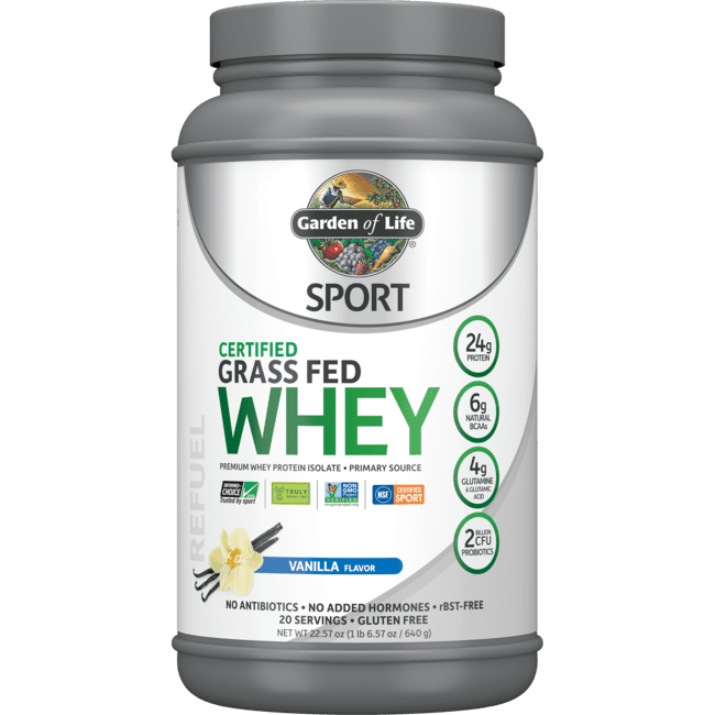 Garden of Life SPORT Whey Protein Powder Vanilla, Grass-fed