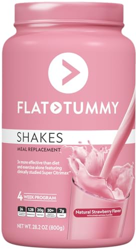 Flat Tummy Tea Meal Replacement Shake – Strawberry, 20 Servings, EBT Eligible - Plant Based Protein Powder for Women – Vitamins & Minerals - Dairy Free, Gluten Free, Keto-Friendly Shakes - 1.76 Pound (Pack of 1)