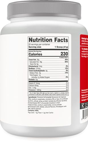KetoLogic Keto Meal Replacement Shake Powder for Optimal Results + MCT Oil + Grass-Fed Whey - Perfectly Formulated Macros for Ketosis - 20 Servings - Chocolate